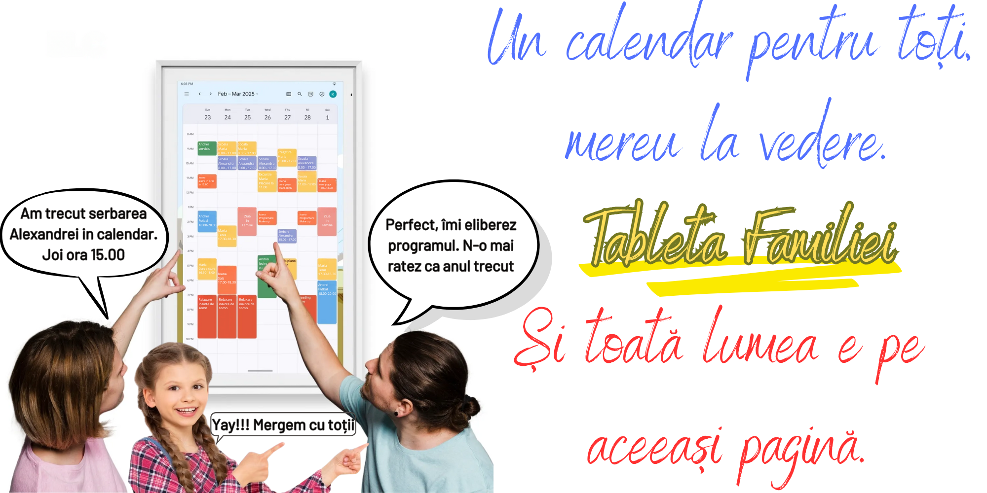 Calendar digital de perete cu Google play