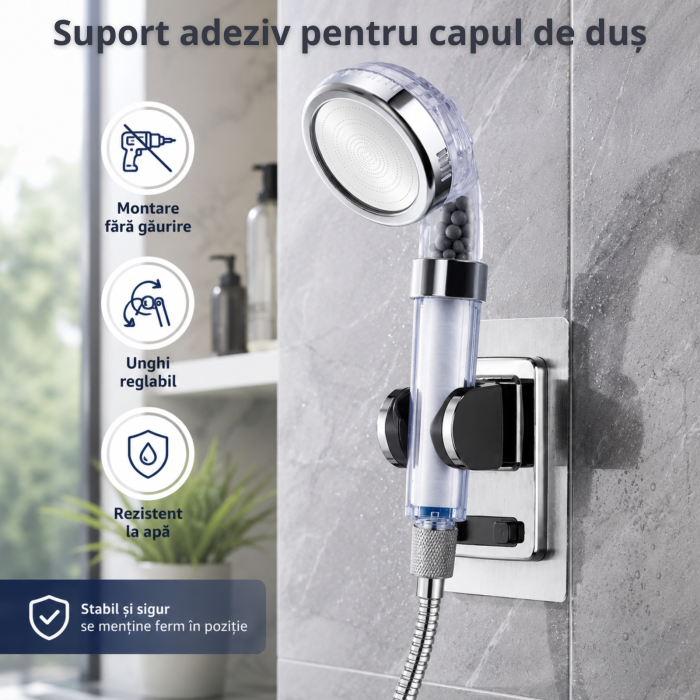 Cap de Duș cu Filtru, 5 Rezerve, Suport Adeziv și Șervețele Cadou | Innovio [7]