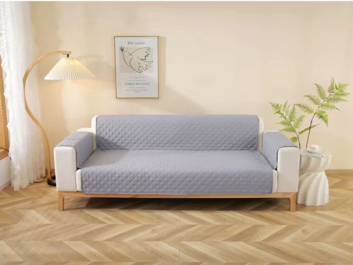 Cuvertură Canapea 3 Locuri Matlasată Gri 295x198 cm [5]