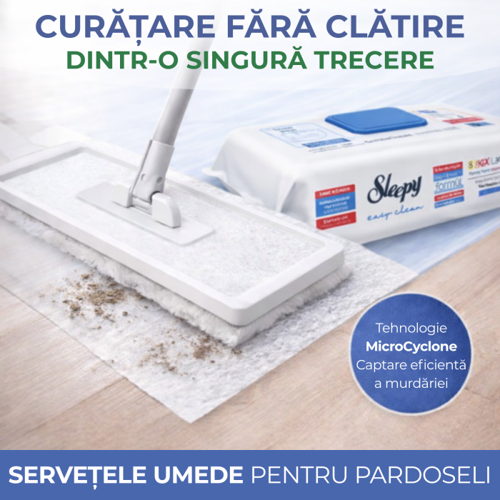 Lavete Mop Sleepy Easy Clean Bleach Additive 50 buc, 4XL, fara clatire, mop pardoseala [2]
