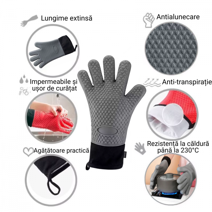 Mănuși termorezistente silicon alimentar – protecție până la 230°C [3]