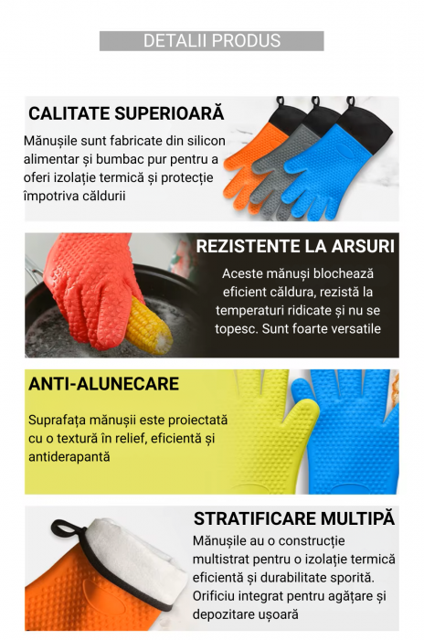 Mănuși termorezistente silicon alimentar – protecție până la 230°C [4]