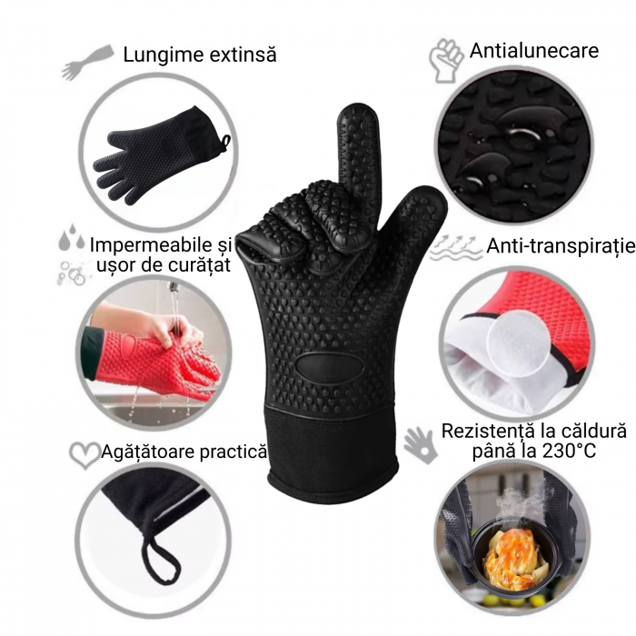 Mănuși termorezistente silicon alimentar – protecție până la 230°C [3]