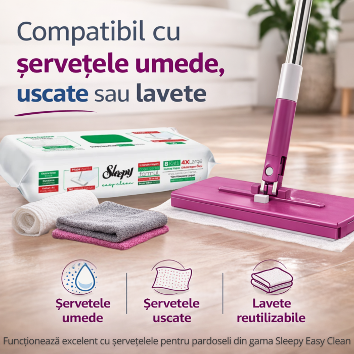 Mop Parex QuickPick pentru Șervețele Umede și Lavete | Compatibil Sleepy, Cap Rotativ 360° [4]