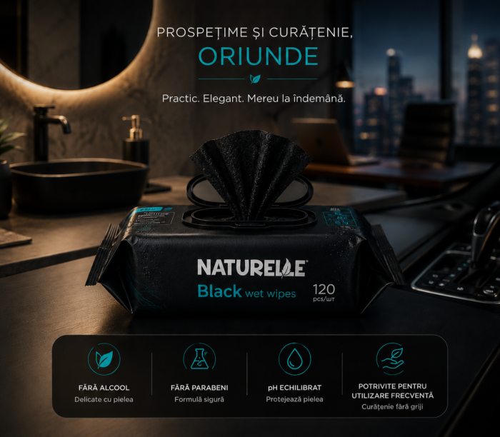 Pachet 3x Șervețele Umede Naturelle Black 120 Buc | Fără Alcool [6]