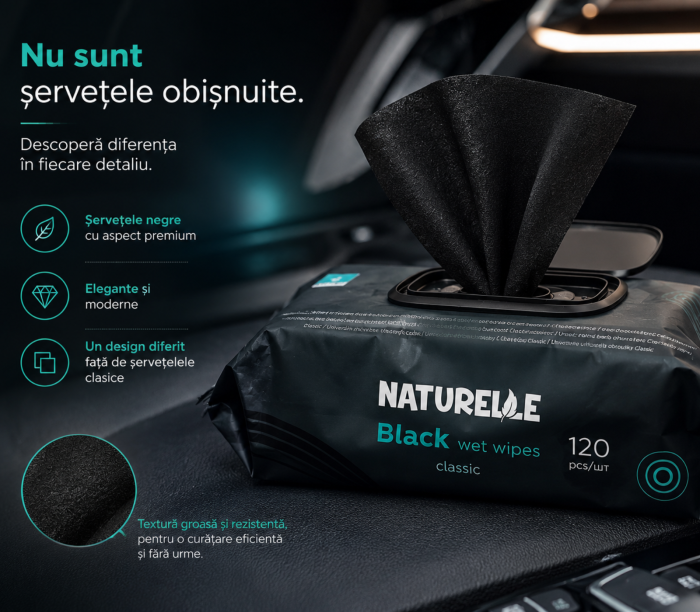 Pachet 3x Șervețele Umede Naturelle Black 120 Buc | Fără Alcool [2]