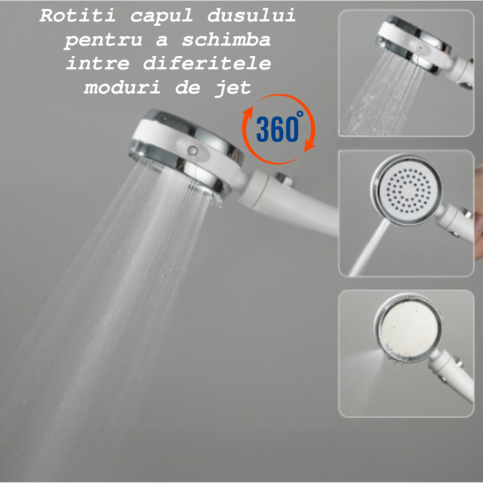 Cap de dus rotativ 360 grade cu multiple moduri de jet [3]