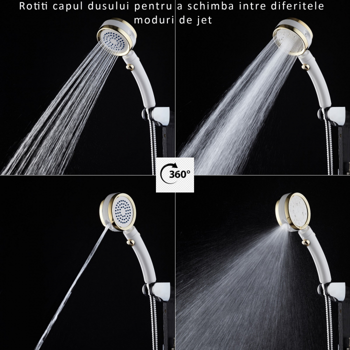 Cap de dus rotativ 360 grade cu multiple moduri de jet si putere mare [3]