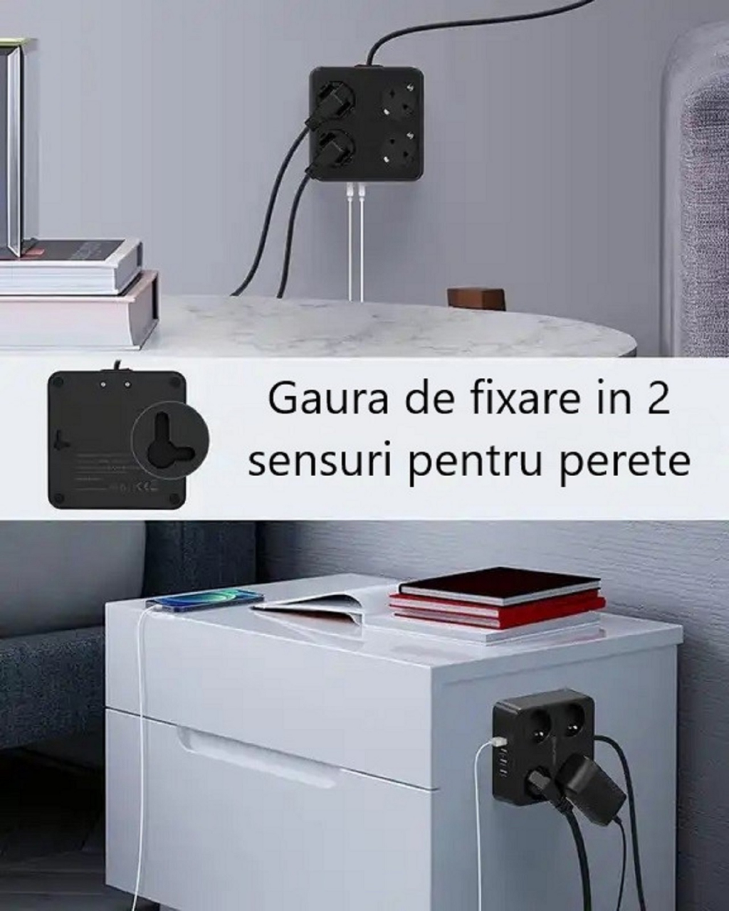 Prelungitor de putere mare cu cu 4 prize si 4 porturi USB si cu multiple protectii [7]