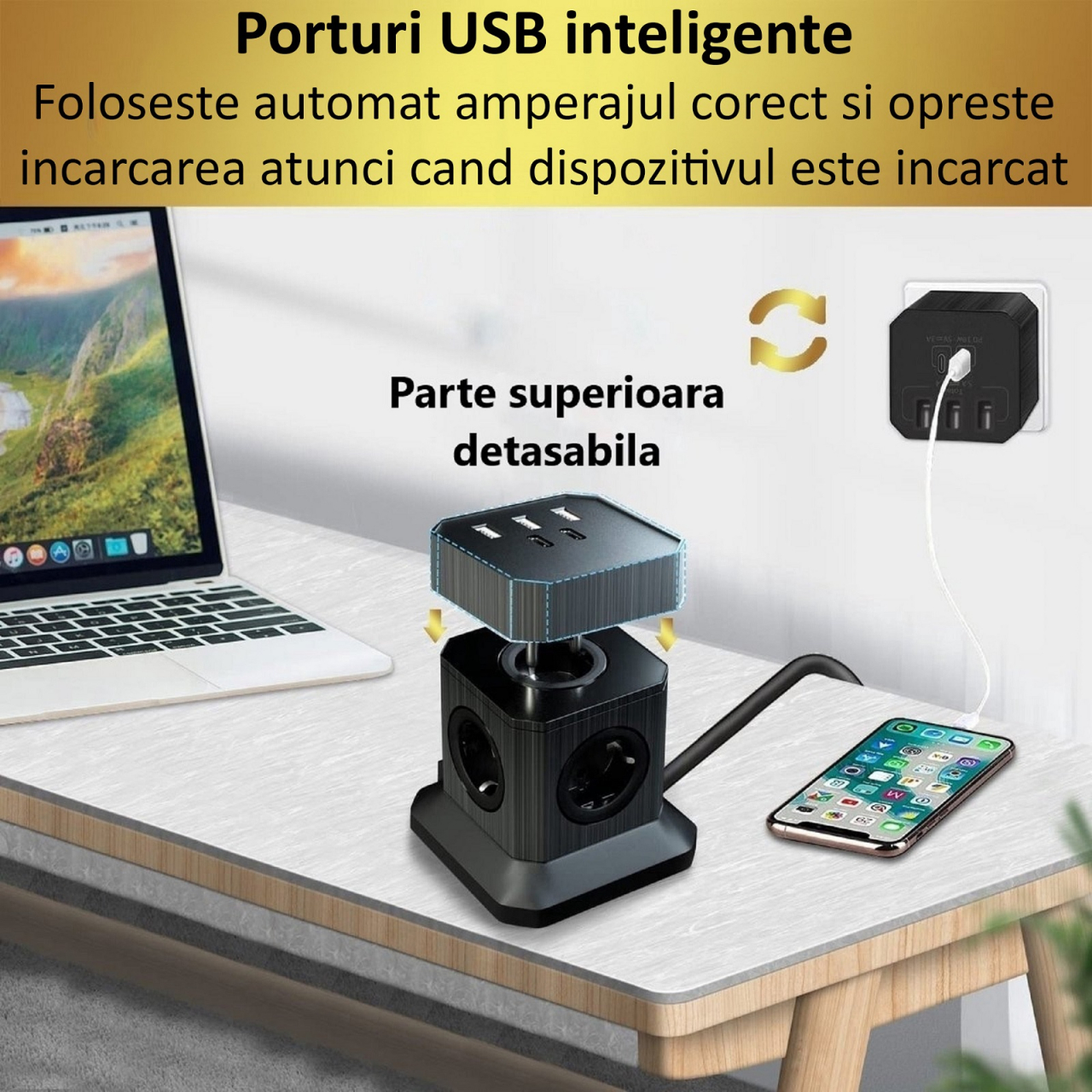 Prelungitor tip turn detasabil cu USB-C [2]