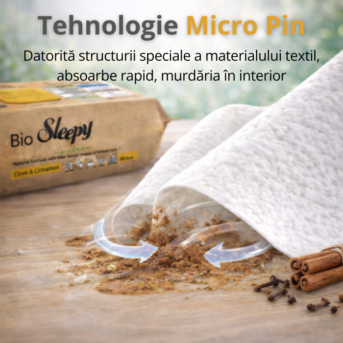 Șervețele Umede Biodegradabile Sleepy Bio Clove & Cinnamon 50 buc, Multisuprafețe 3XLarge [6]