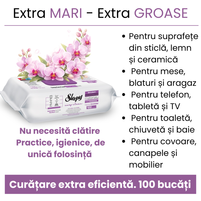 Servetele umede multisuprafete Sleepy Orchid Garden 100 buc – fara parabeni si clor [3]