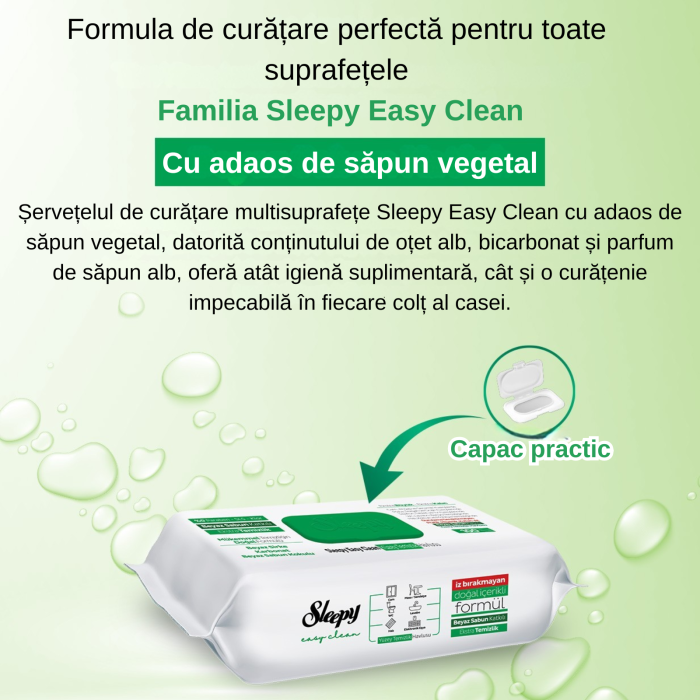 Șervețele umede multisuprafețe Sleepy Easy Clean White Soap 100 buc – Curățare fără urme, parfum de săpun clasic [6]