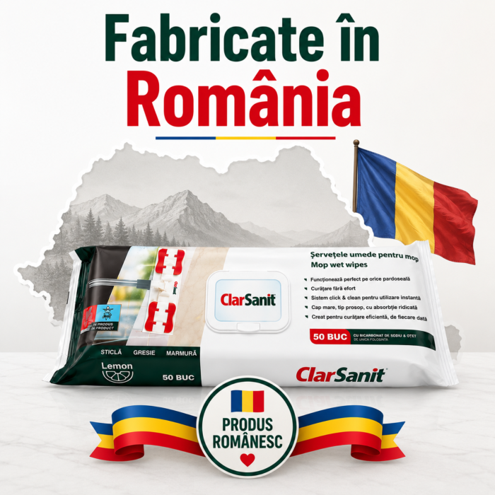 Șervețele Umede pentru Mop ClarSanit Lemon 50 Buc | 35×20 cm [7]