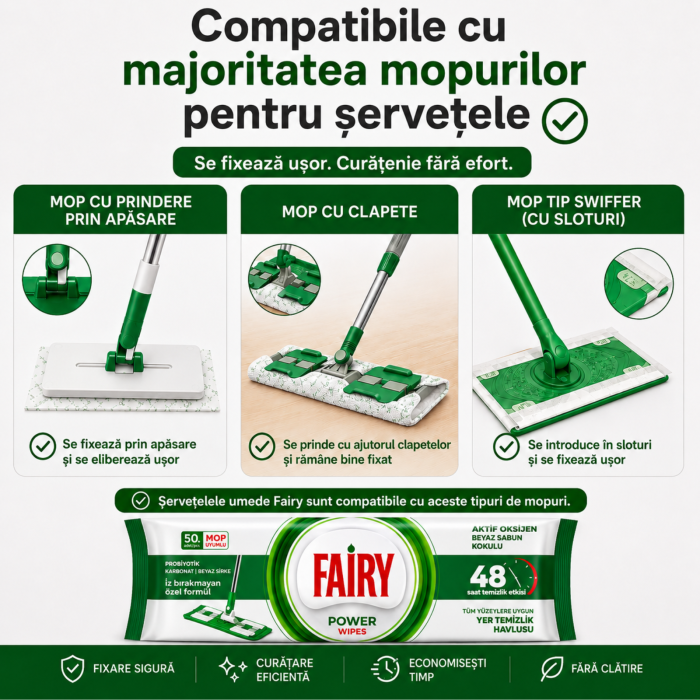 Șervețele Umede pentru Pardoseală Fairy Power Wipes 50 Buc | White Soap [3]