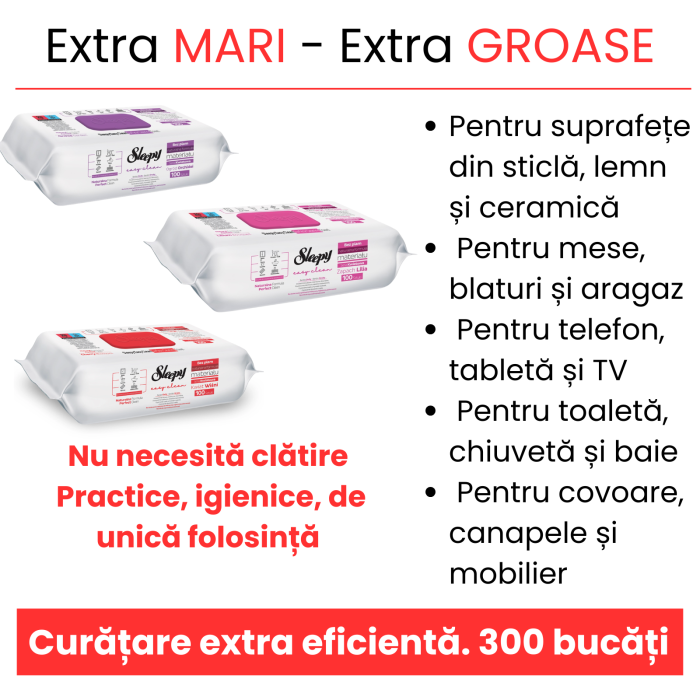 Set șervețele umede multisuprafețe Sleepy Easy Clean Floral 3x100 buc, fără parabeni și clor [3]