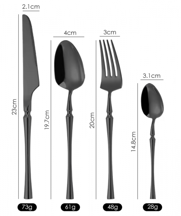 Set tacamuri din inox ,model unic, culoare negru [10]