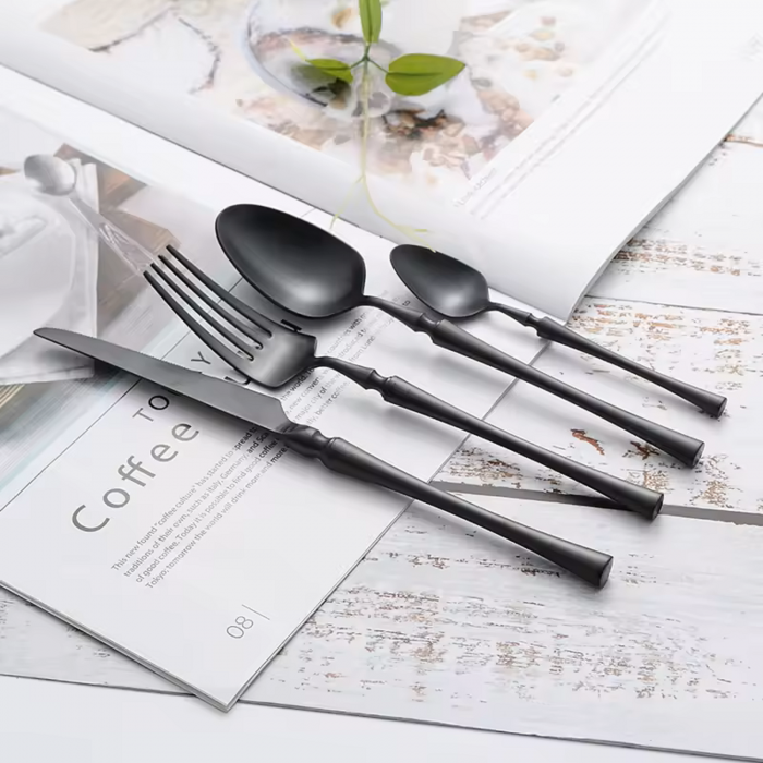 Set tacamuri din inox ,model unic, culoare negru [8]