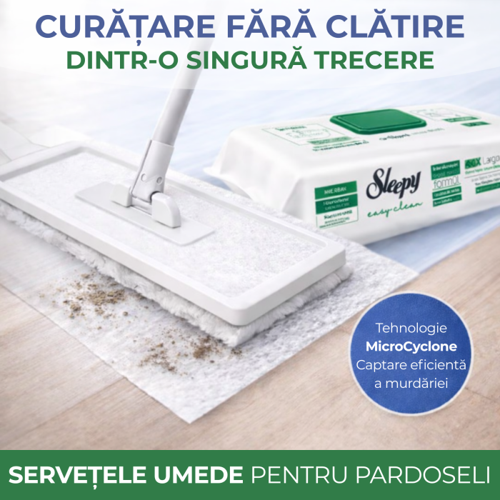 Set Lavete Mop Sleepy Easy Clean 100 buc (White Soap + Herbal), 4XL, fara clatire [2]