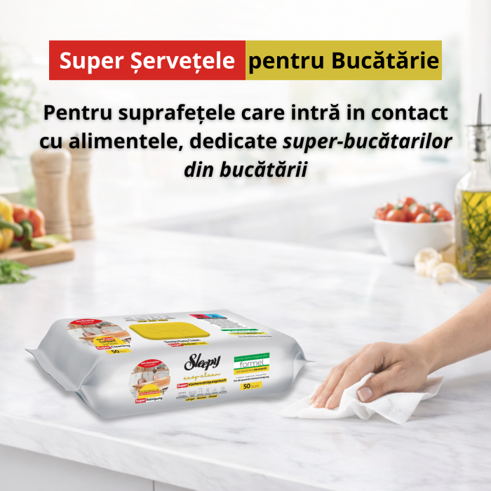 Set Șervețele Umede Bucătărie Sleepy Easy Clean 4 x 50 buc – Bergamotă, Lămâie, Grapefruit, Portocală [2]