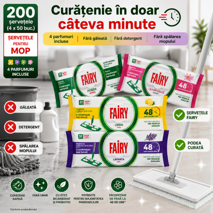 Set 4 Șervețele Umede Fairy Pardoseală, 200 Buc., 4 Parfumuri [2]