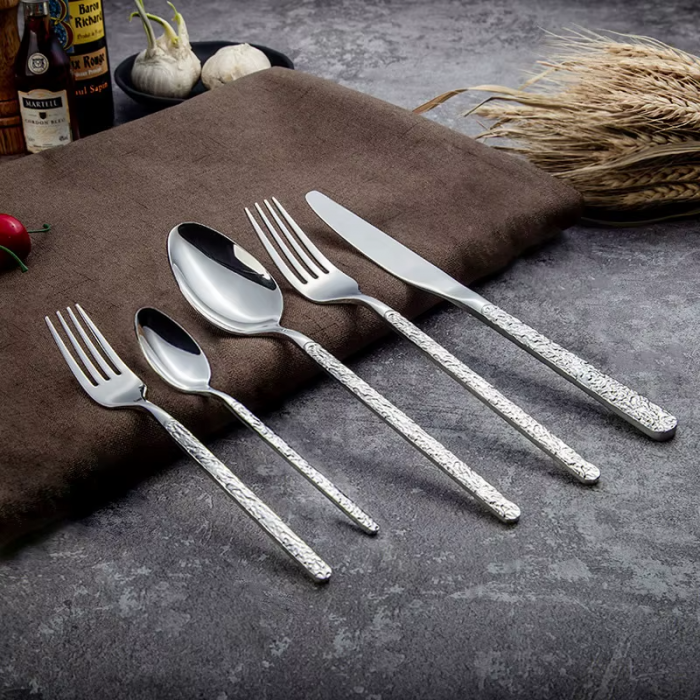 Set Tacâmuri Premium 24 piese – Inox 18/10, Finisaj Lucios, Textură Piatra [7]