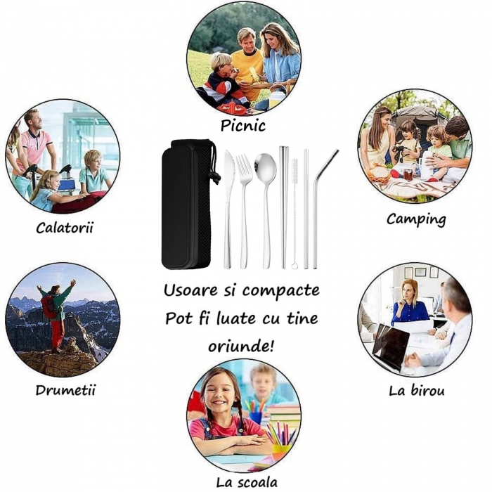 Set Portabil de Tacamuri si Paie din Inox - Elegant si Confortabil Oriunde ai fi [8]