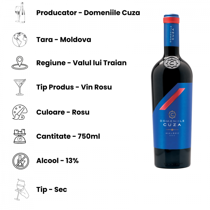 Domeniile Cuza Malbec 2020 – Vin Roșu Sec din Moldova | Arome Intense și Textură Catifelată [2]
