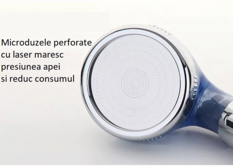 cap de dus cu filtru de bumbac si granule minerale cu ioni negativi, dedeman, emag [7]