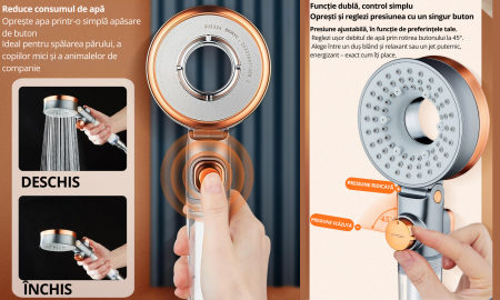 Cap de duș cu filtru anticlor și 3 tipuri de jet – Presiune reglabilă [5]