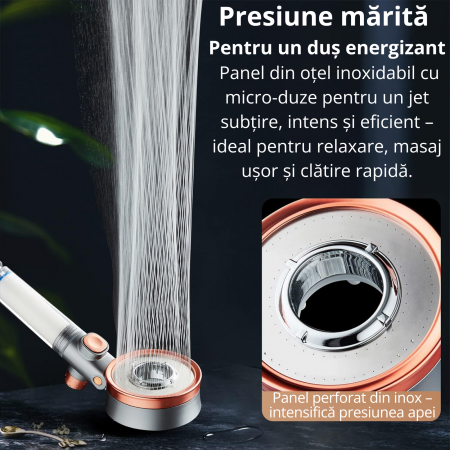 Cap de duș cu filtru anticlor și 3 tipuri de jet – Presiune reglabilă [3]
