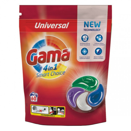 Curatenie & Intretinere Casa - Detergent capsule Gama Universal 4 în 1, 60 buc | Pentru toate tipurile de rufe
