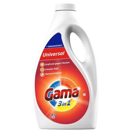 Curatenie & Intretinere Casa - Detergent lichid Gama Universal 3 în 1, 2,5 L | Pentru rufe albe și colorate