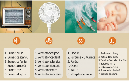 Lampa cu Sunete Albe și Lumină de Noapte Relaxantă [3]