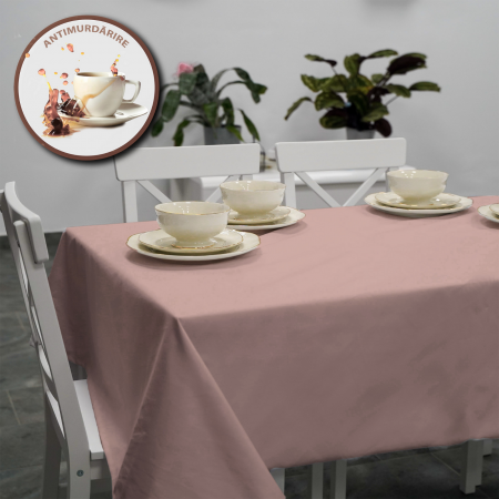 Față de masă roz 160x220 – Bumbac 100%, Impermeabilă, Antimurdărie | Ralex Pucioasa