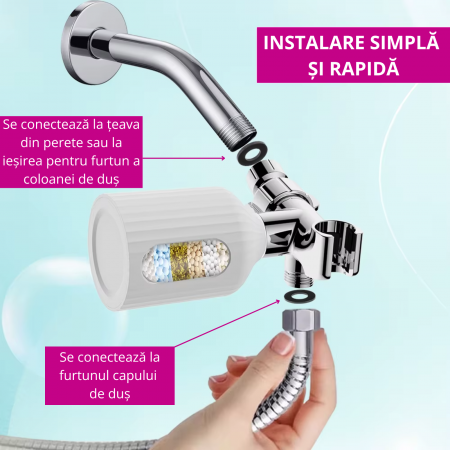 Filtru Duș cu 8 Straturi, Anticlor și Suport Inclus – Compatibil Universal [3]