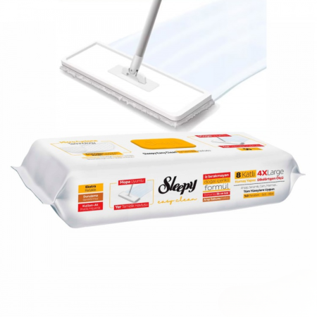 Mopuri si Rezerve Mop - Lavete Umede Pardoseli Sleepy Easy Clean Herbal Soap 4XL, Compatibile Mop, 8 Straturi, 50 buc