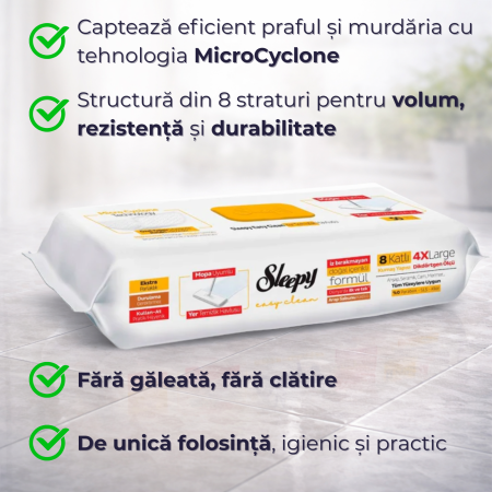 Lavete Umede Pardoseli Sleepy Easy Clean Herbal Soap 4XL, Compatibile Mop, 8 Straturi, 50 buc [2]