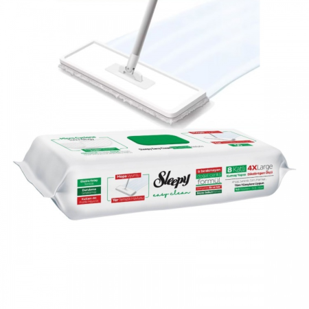 Mopuri si Rezerve Mop - Lavete Umede Pardoseli Sleepy Easy Clean White Soap 4XL, Compatibile Mop, 8 Straturi, 50 buc