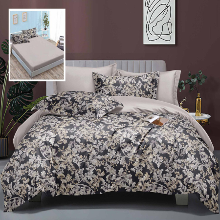 Dormitor - Lenjerie Pat 6 Piese Elegance cu Husă, Policotton, Fabricată în România