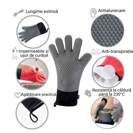 Mănuși termorezistente silicon alimentar – protecție până la 230°C [2]