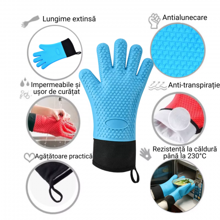 Mănuși termorezistente silicon alimentar – protecție până la 230°C [2]