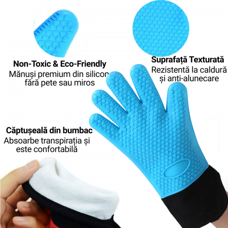 Mănuși termorezistente silicon alimentar – protecție până la 230°C [1]