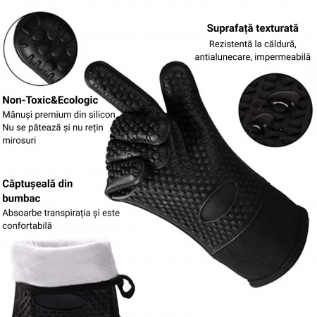 Mănuși termorezistente silicon alimentar – protecție până la 230°C [1]