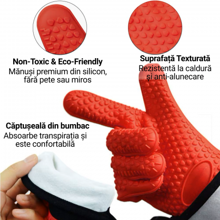 Mănuși termorezistente silicon alimentar – protecție până la 230°C [1]