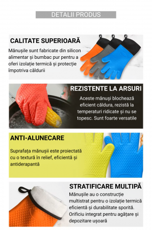 Mănuși termorezistente silicon alimentar – protecție până la 230°C [3]