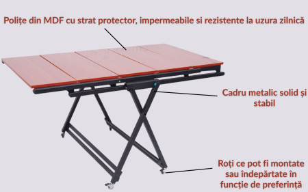 Masă Transformabilă în Raft 2-în-1 – Design Modern, Raft cu 5 Polițe, Masă pentru 6 Persoane | Innovio-Home [2]