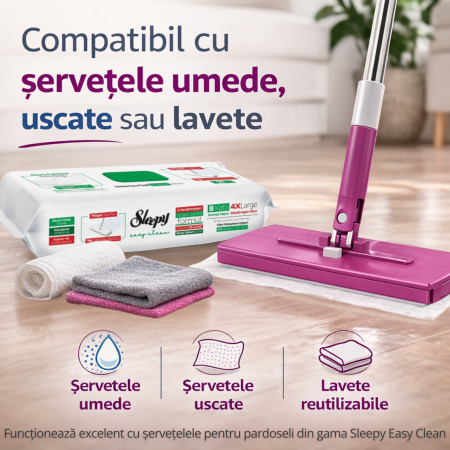 Mop Parex QuickPick pentru Șervețele Umede și Lavete | Compatibil Sleepy, Cap Rotativ 360° [3]
