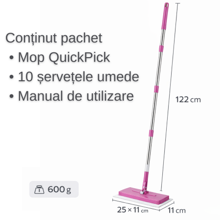 Mop Parex QuickPick pentru Șervețele Umede și Lavete | Compatibil Sleepy, Cap Rotativ 360° [7]