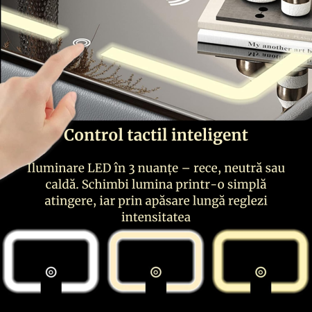 Noptieră inteligentă cu încărcare wireless, USB & LED [4]